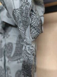 Light Blue Bird Print Button-Up Shirt