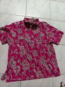 Vibrant Pink Paisley Print Polo Shirt