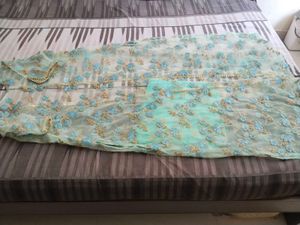 Beautiful Teal Embroidered Suit Set