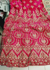 Stunning Pink &amp; Gold Embroidered Lehenga Skirt