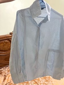Light Blue Oversized Button-Up Shirt