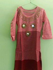 Designer Pink Kurta with Mirror Work