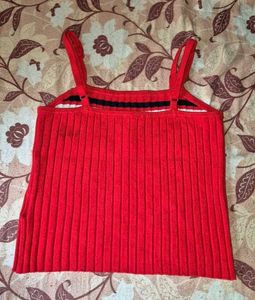 Red Striped Crop Top