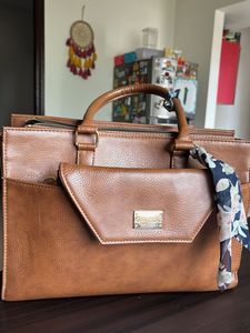 Chic Brown Faux Leather Laptop Bag