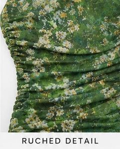 Floral Ruched Mesh Bodycon Dress
