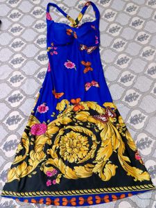 Stunning Blue Butterfly Print Midi Dress