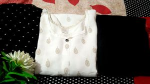 Long Kurti And Black Pant &amp; Dupatta 🖤🤍🖤