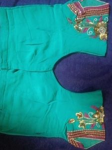 Embellished Teal lehenga Saree with Floral Motifs