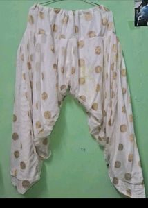 White & Gold Printed Palazzo Pants