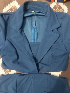 Chic Blue Blazer &amp; Skirt Set