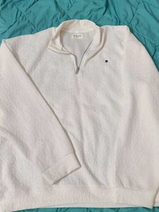 White Quarter Zip Textured Sweater