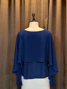 Elegant Navy Blue Cape Top