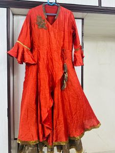 Stunning Orange Ethnic Gown