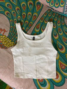 White Cropped Tank Top