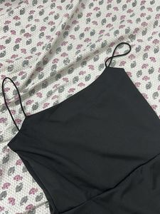 Perfect Black Dress. Thigh Slit . Square Necked . Sleeveless
