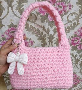 Cute Pink Crocheted Handbag