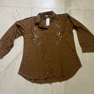 Embroidered Brown Co-ord Set