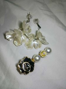 Floral Drop Earrings &amp; cute hair clip