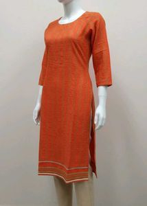 Orange Printed Kurta