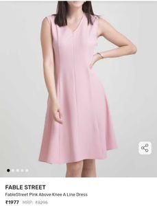 FableStreet Pink A-Line Knee Length Dress