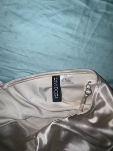 Cream Satin Ruched Crop Top