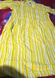 Yellow Striped Midi Dress