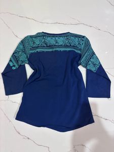 Blue Elephant Print Kurta