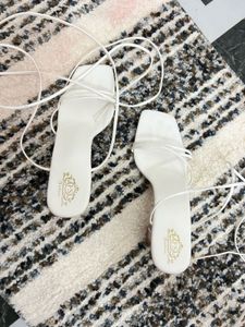 Strappy White Heels