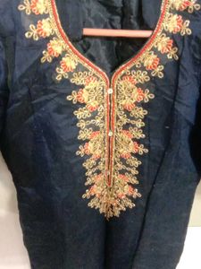 Elegant Navy Blue Kurtawith plazo Set