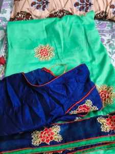 Green Saree with Embellished Border