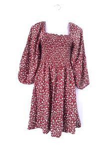 Smocked Floral Square Neck Dress