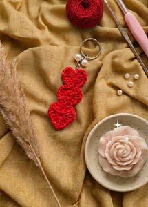 Handmade "Triple-Heart" Crochet Keychain