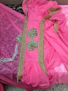 Pink rapron, ready to wear saree