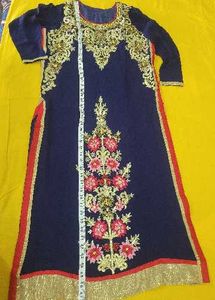 Embroidered Navy Blue Kurta Set