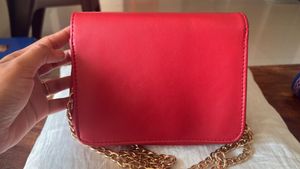 Red Sling Bag with Stylish Chain