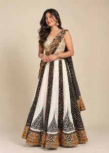 Elegant White and Black Lehenga Choli