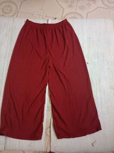 Elegant Red Pleated Palazzo Pants