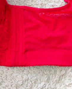 Red Lace Bra with Jewel Detail