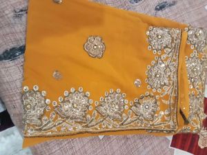 Elegant Yellow Embroidered Saree