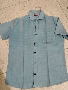 Men's Blue Short Sleeve Casual Shirt