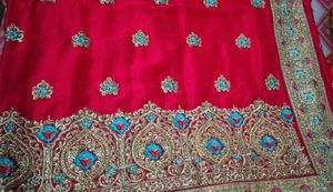 Stunning Embroidered Pink Silk Saree