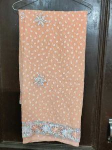 Peach Embellished Saree