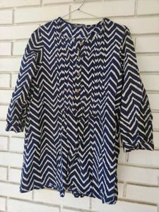 pure cotton Navy Blue Chevron Print Kurta