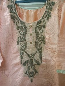 Elegant Peach Kurta Set with Intricate Embroidery