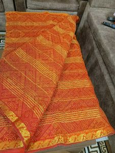 Red kota saree with zari border