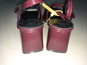 Chic Maroon Patent Block Heels