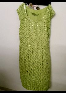 Lime Green Sequin Mini Dress