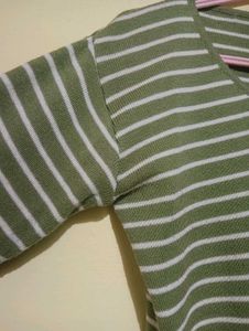 Green Striped Knit Top