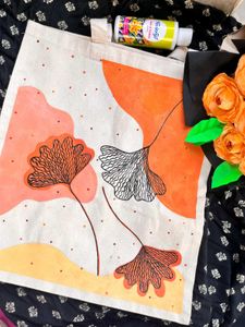 Hand-Painted Floral Tote Bag