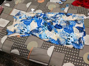 Blue Butterfly Print Dress wrap design